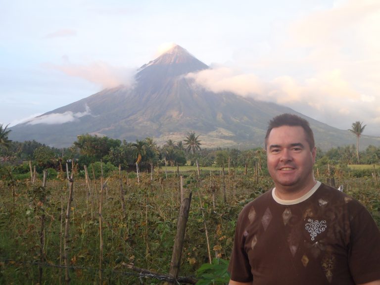 Mt. Mayon volcano from the western side at sunset, Albay
