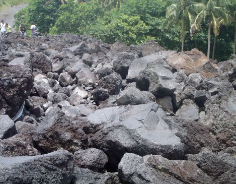 Mt. Mayon volcano lava rocks around the lookout area