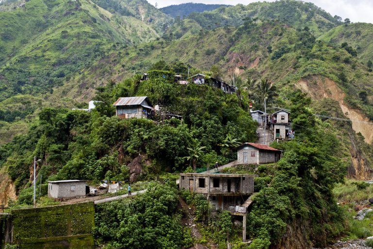 Houses built into the steep hillsides along Kennon Road, Baguio
