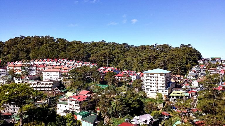 Baguio city centre surrounded by pine trees