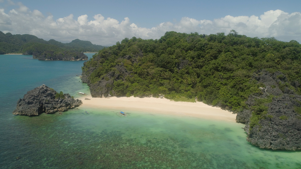 Limestone islands and clear water at Caramoan, Camarines Sur