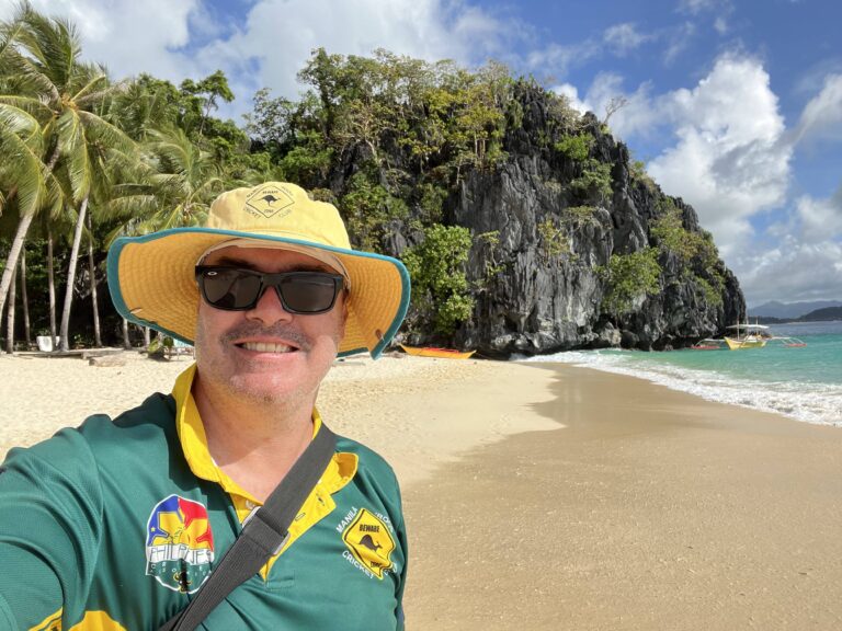 Dezza taking a selfie at Seven Commandos Beach, El Nido, Palawan
