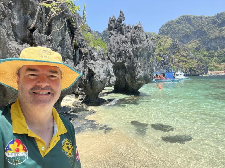 Dezza taking a selfie at Payong-Payong Beach, Miniloc Island, Palawan