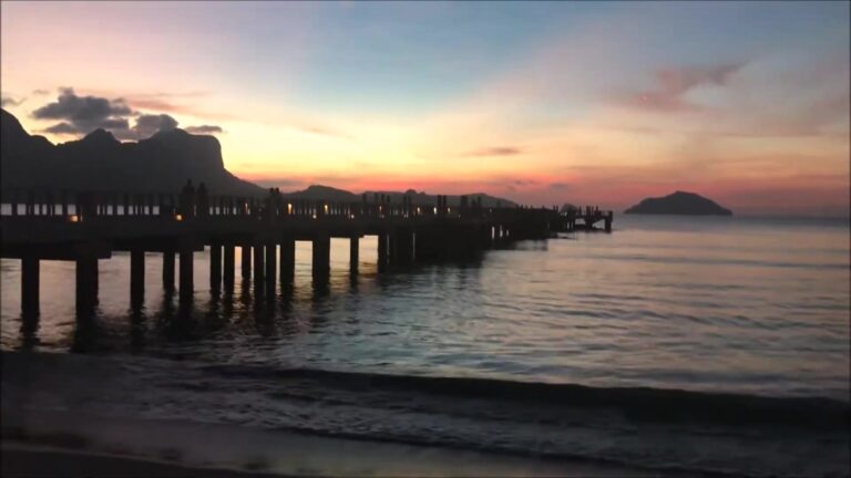 Lio Beach, pier at sunset