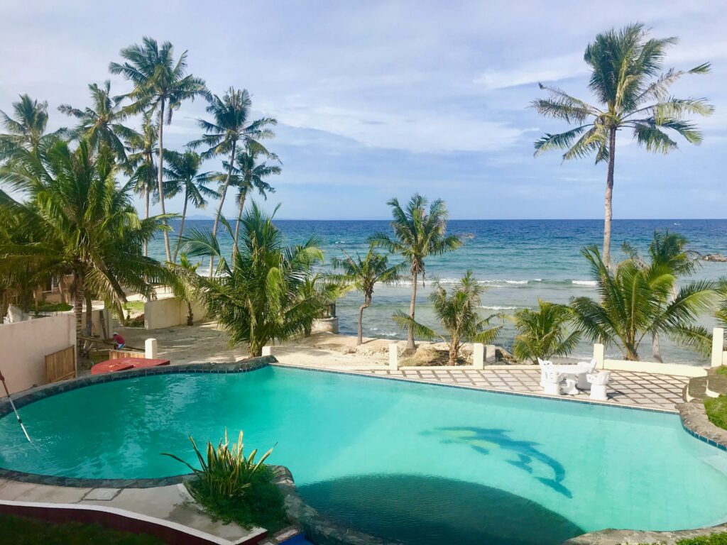 San Juan swimming pool shot from balcony