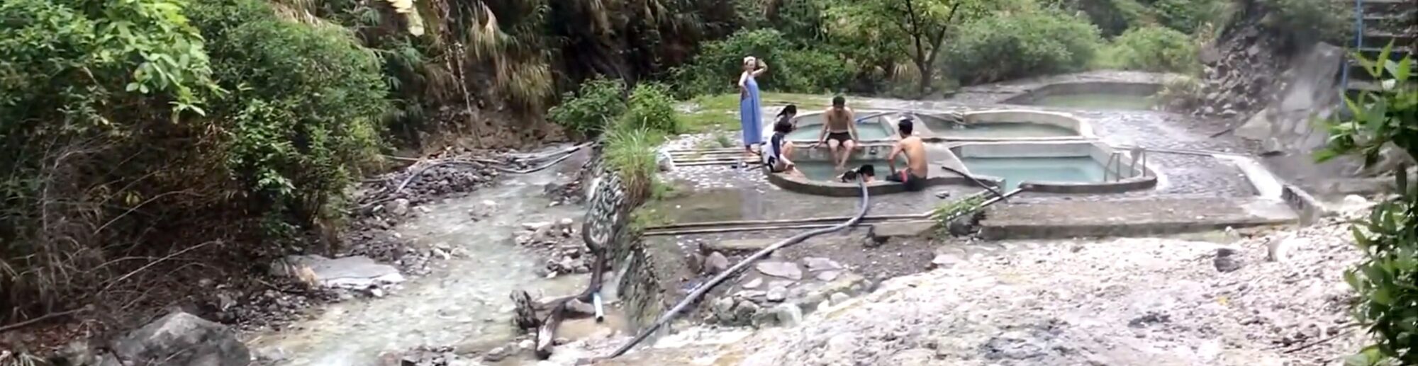 Steaming thermal pools in the forest at Baslay Hot Springs, Dauin, Negros Oriental